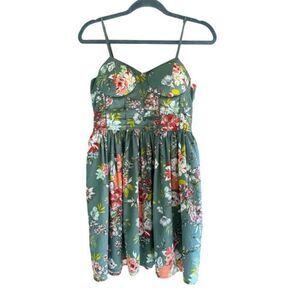 BOG Collective Green Floral Mini Dress - Size Large